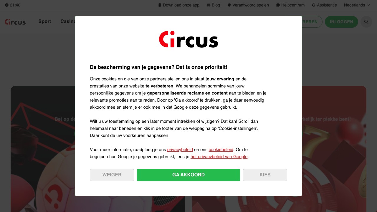 Circus.nl homepage screenshot