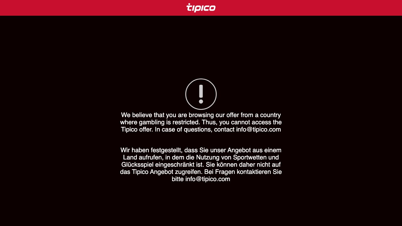 Tipico casino homepage screenshot